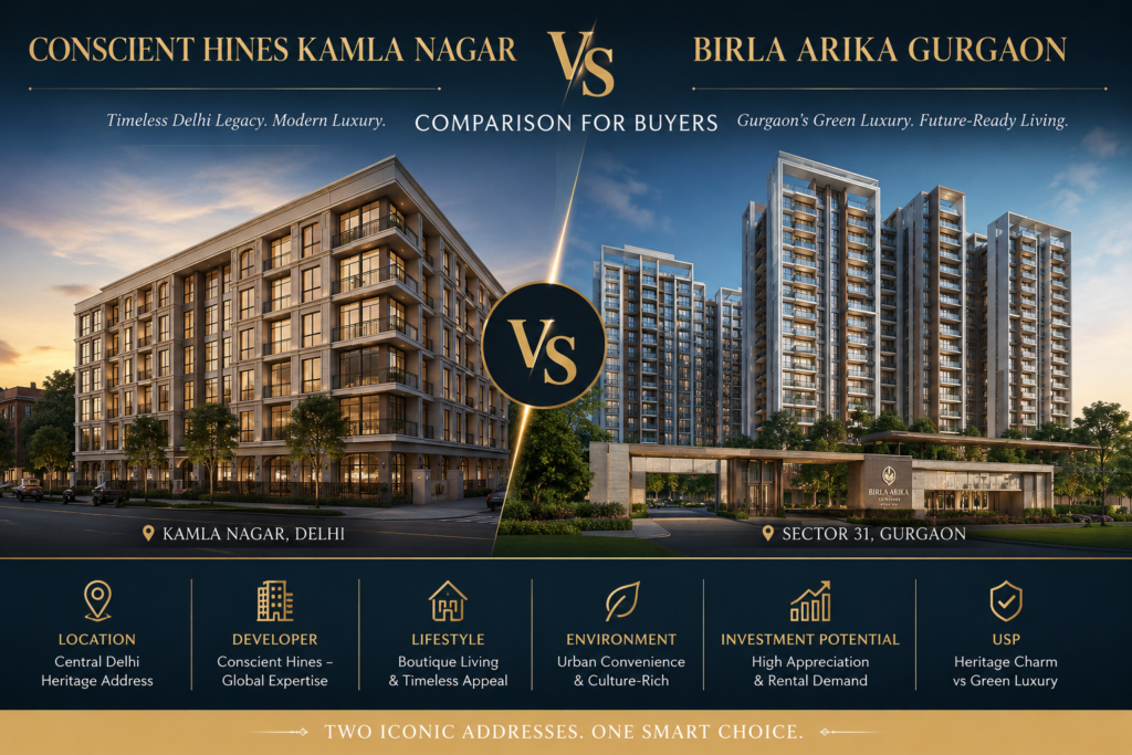 Conscient Kamla Nagar vs Birla Arika Gurgaon Buyers Comparison