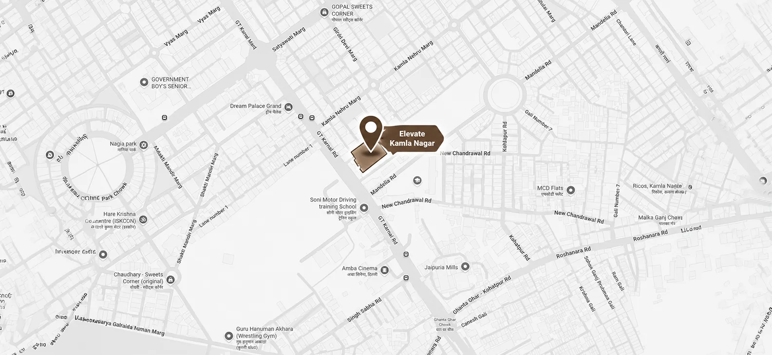 Conscient Hines Kamla Nagar location map, Kamla Nagar North Delhi